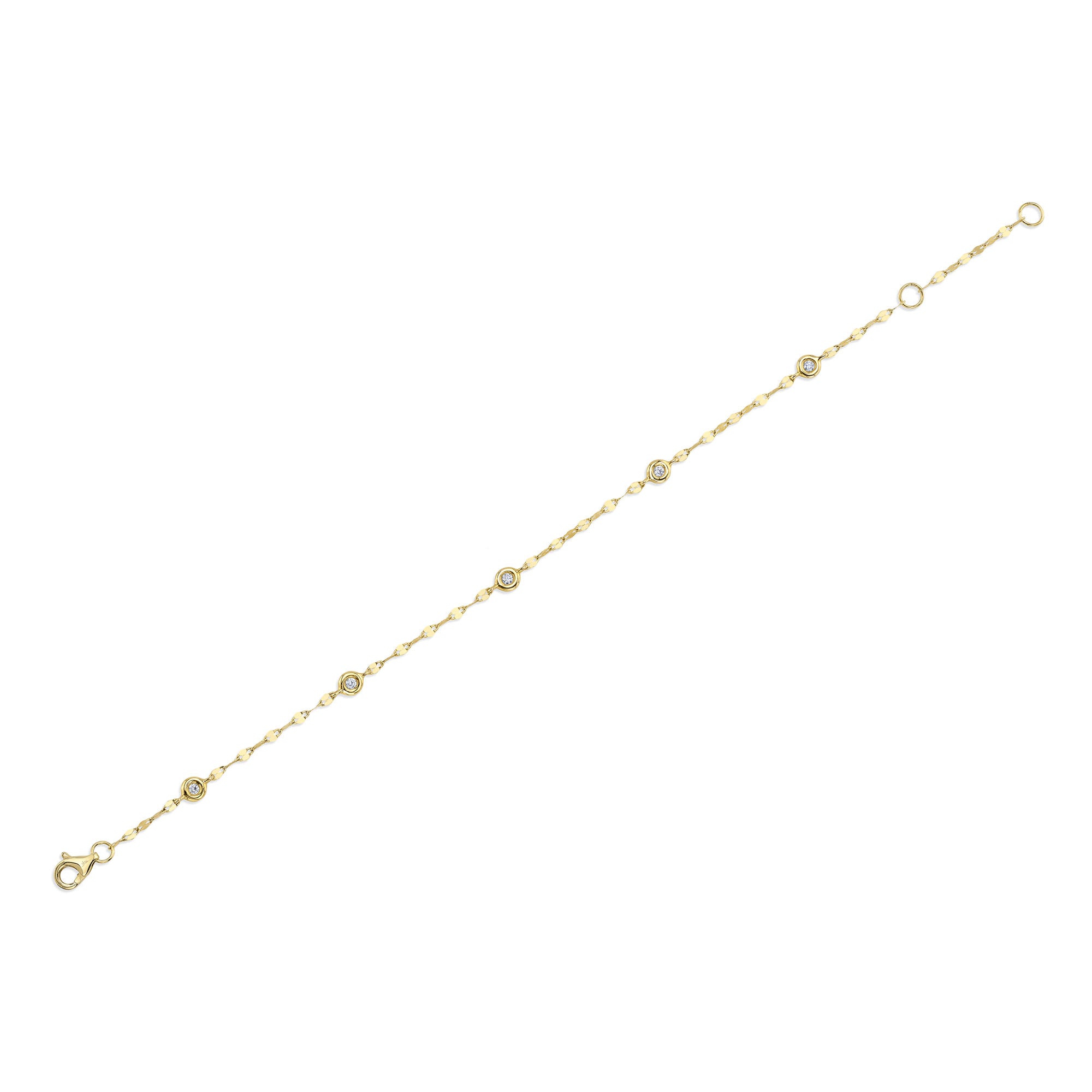 0.10CT 14K Y/G 7"" DIAMONDS BY THE YARD SPARKLE CHAIN BRACELET