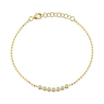 0.15CT 14K Y/G DIAMOND BEZEL FACETED BALL CHAIN BRACELET