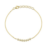 0.15CT 14K Y/G DIAMOND BEZEL FACETED BALL CHAIN BRACELET