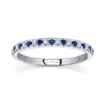 0.10CT DIAMOND & 0.10CT BLUE SAPPHIRE 14K W/G LADYS BAND