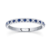 0.10CT DIAMOND & 0.10CT BLUE SAPPHIRE 14K W/G LADYS BAND