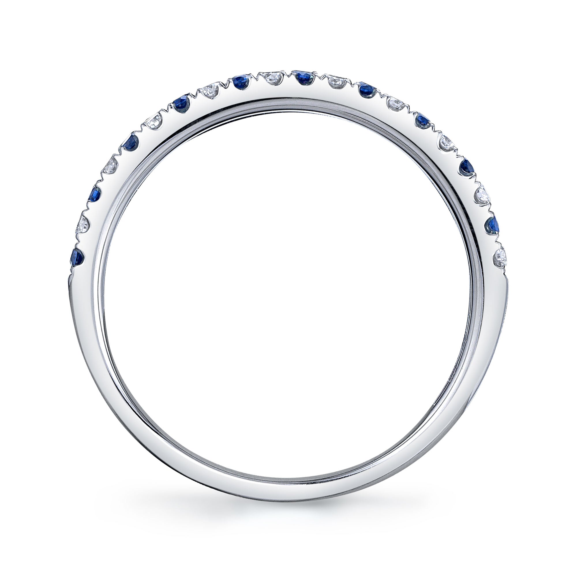 0.10CT DIAMOND & 0.10CT BLUE SAPPHIRE 14K W/G LADYS BAND