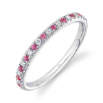 0.10CT DIAMOND & 0.10CT PINK SAPPHIRE 14K W/G LADYS BAND