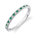 0.10CT DIAMOND & 0.10CT EMERALD 14K W/G LADYS BAND