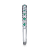 0.10CT DIAMOND & 0.10CT EMERALD 14K W/G LADYS BAND