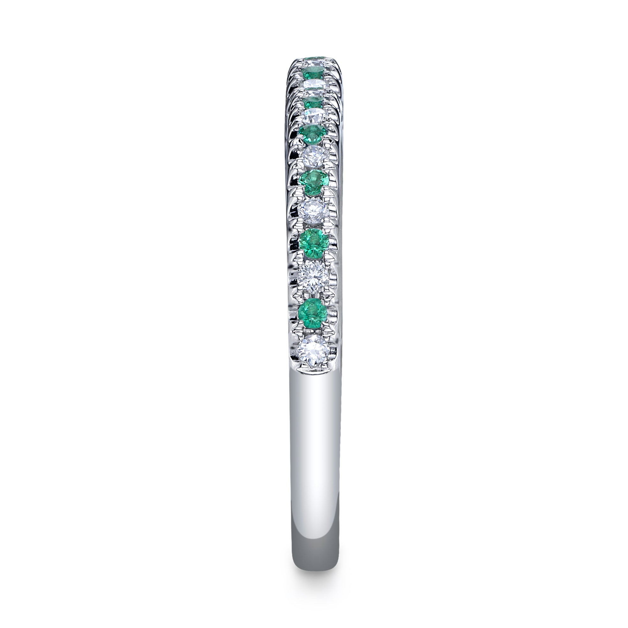 0.10CT DIAMOND & 0.10CT EMERALD 14K W/G LADYS BAND