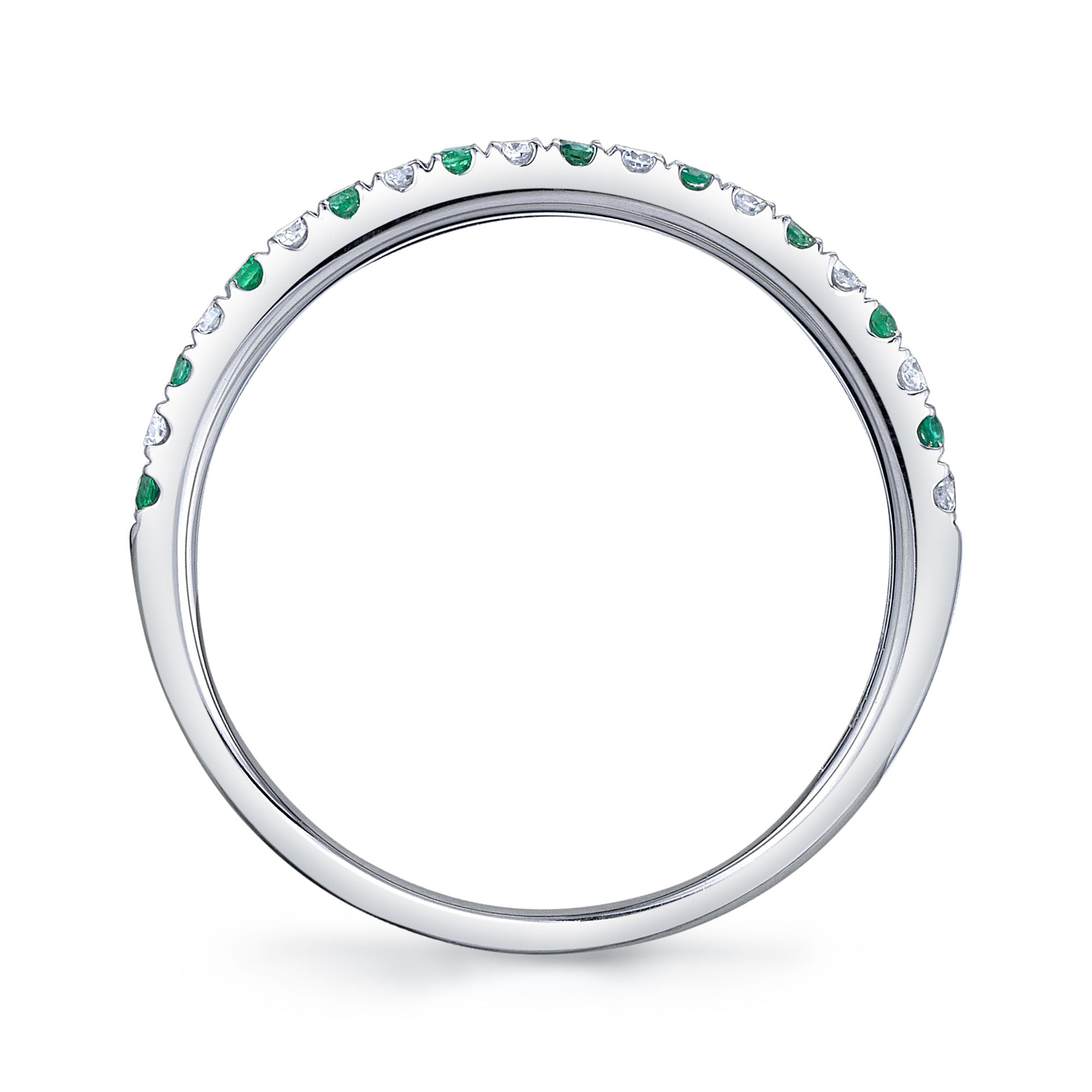 0.10CT DIAMOND & 0.10CT EMERALD 14K W/G LADYS BAND