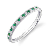 0.10CT DIAMOND & 0.10CT EMERALD 14K W/G LADYS BAND SZ 6