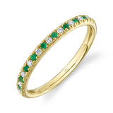 0.10CT DIAMOND & 0.10CT EMERALD 14K Y/G LADYS BAND