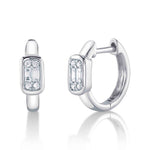 0.14CT 14K W/G DIAMOND BAGUETTE HUGGIE EARRING