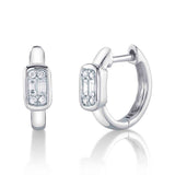 0.14CT 14K W/G DIAMOND BAGUETTE HUGGIE EARRING