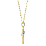 0.17CT 14K Y/G DIAMOND PAVE CROSS SPARKLE CHAIN NECKLACE