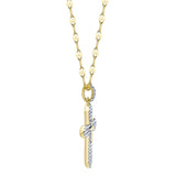0.17CT 14K Y/G DIAMOND PAVE CROSS SPARKLE CHAIN NECKLACE