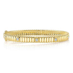 0.33CT 14K Y/G DIAMOND BEZEL RIBBED BANGLE