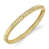 0.33CT 14K Y/G DIAMOND BEZEL RIBBED BANGLE