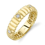 0.08CT 14K Y/G DIAMOND BEZEL RIBBED BAND
