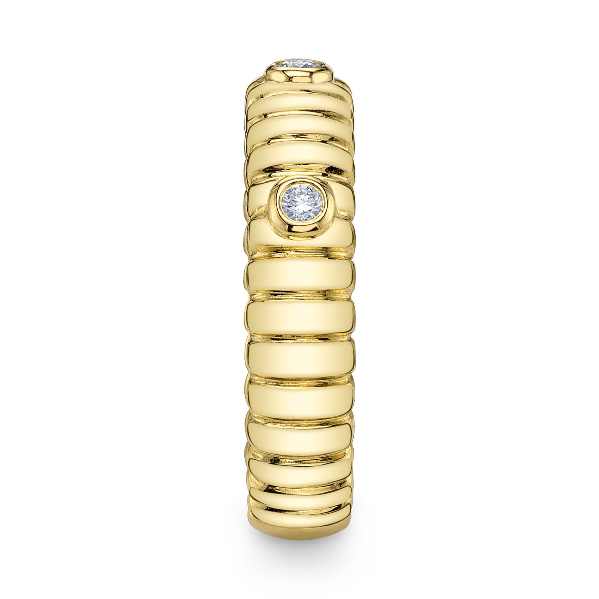 0.08CT 14K Y/G DIAMOND BEZEL RIBBED BAND