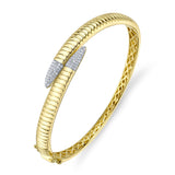 0.24CT 14K Y/G DIAMOND PAVE RIBBED BANGLE