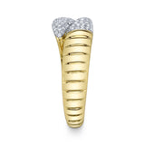 0.22CT 14K Y/G DIAMOND PAVE RIBBED RING