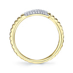 0.22CT 14K Y/G DIAMOND PAVE RIBBED RING