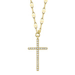 0.06CT 14K Y/G DIAMOND CROSS SPARKLE CHAIN NECKLACE