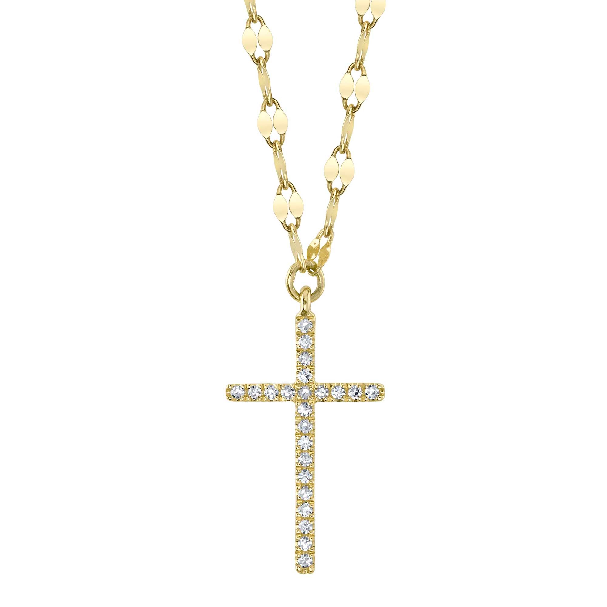 0.06CT 14K Y/G DIAMOND CROSS SPARKLE CHAIN NECKLACE
