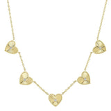 0.09CT 14K Y/G DIAMOND BEZEL RIBBED HEART NECKLACE