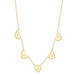 0.09CT 14K Y/G DIAMOND BEZEL RIBBED HEART NECKLACE