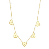 0.09CT 14K Y/G DIAMOND BEZEL RIBBED HEART NECKLACE