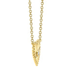 0.02CT 14K Y/G DIAMOND BEZEL RIBBED HEART NECKLACE