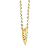 0.02CT 14K Y/G DIAMOND BEZEL RIBBED HEART NECKLACE