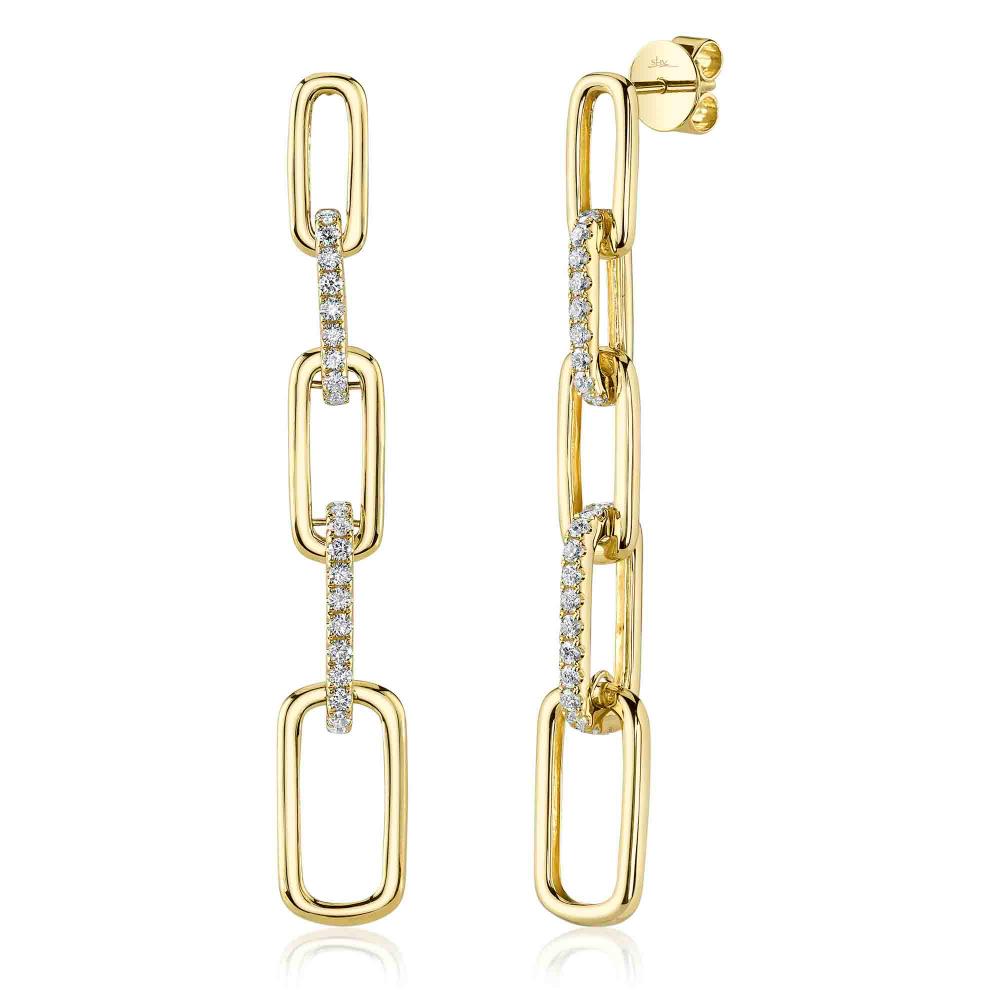0.64CT 14K Y/G DIAMOND PAPER CLIP LINK EARRING