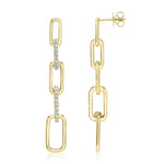 0.64CT 14K Y/G DIAMOND PAPER CLIP LINK EARRING