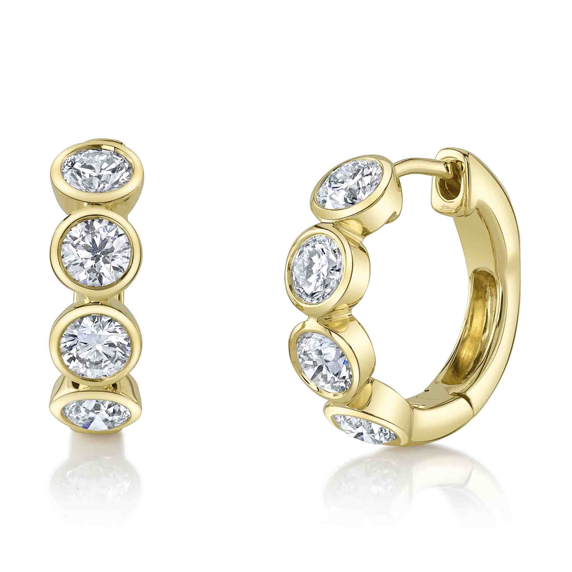 1.50CT 14K Y/G DIAMOND BEZEL HUGGIE EARRING