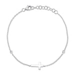 0.03CT 14K W/G DIAMOND BEZEL CROSS BRACELET