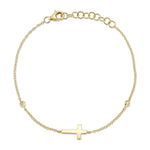 0.03CT 14K Y/G DIAMOND BEZEL CROSS BRACELET