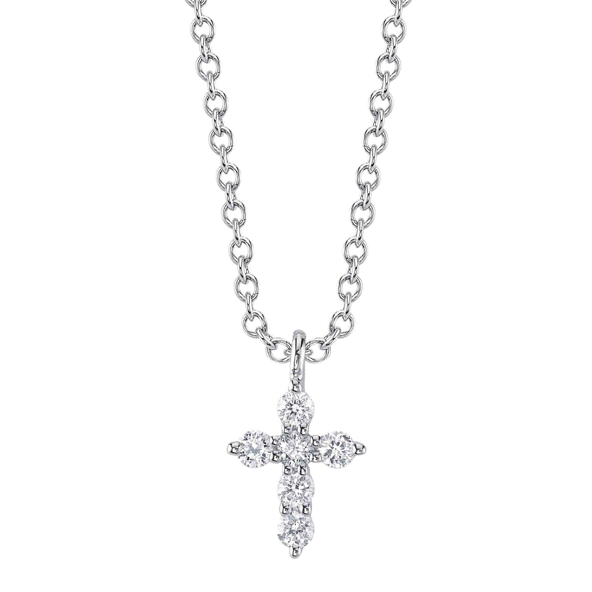 0.10CT 14K W/G DIAMOND CROSS NECKLACE