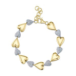 0.78CT 14K2T Y/W DIAMOND PAVE HEART BRACELET