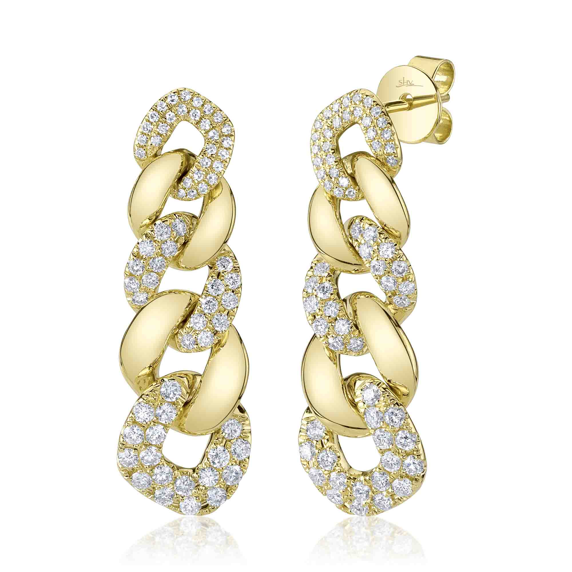 1.03CT 14K Y/G DIAMOND LINK EARRING