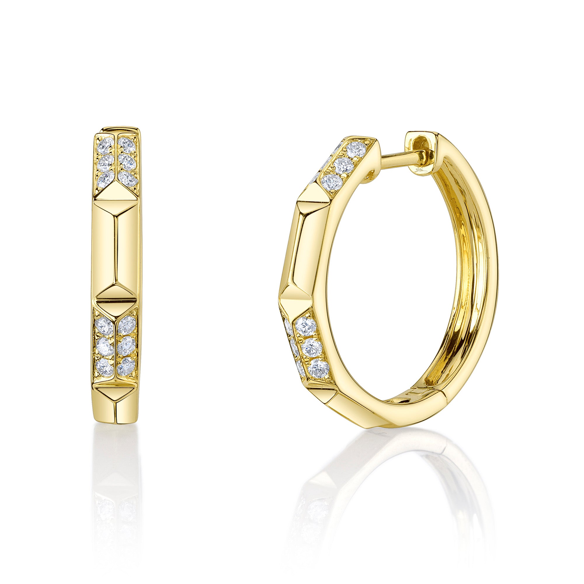 0.24CT 14K Y/G DIAMOND GEO CUT HOOP EARRING