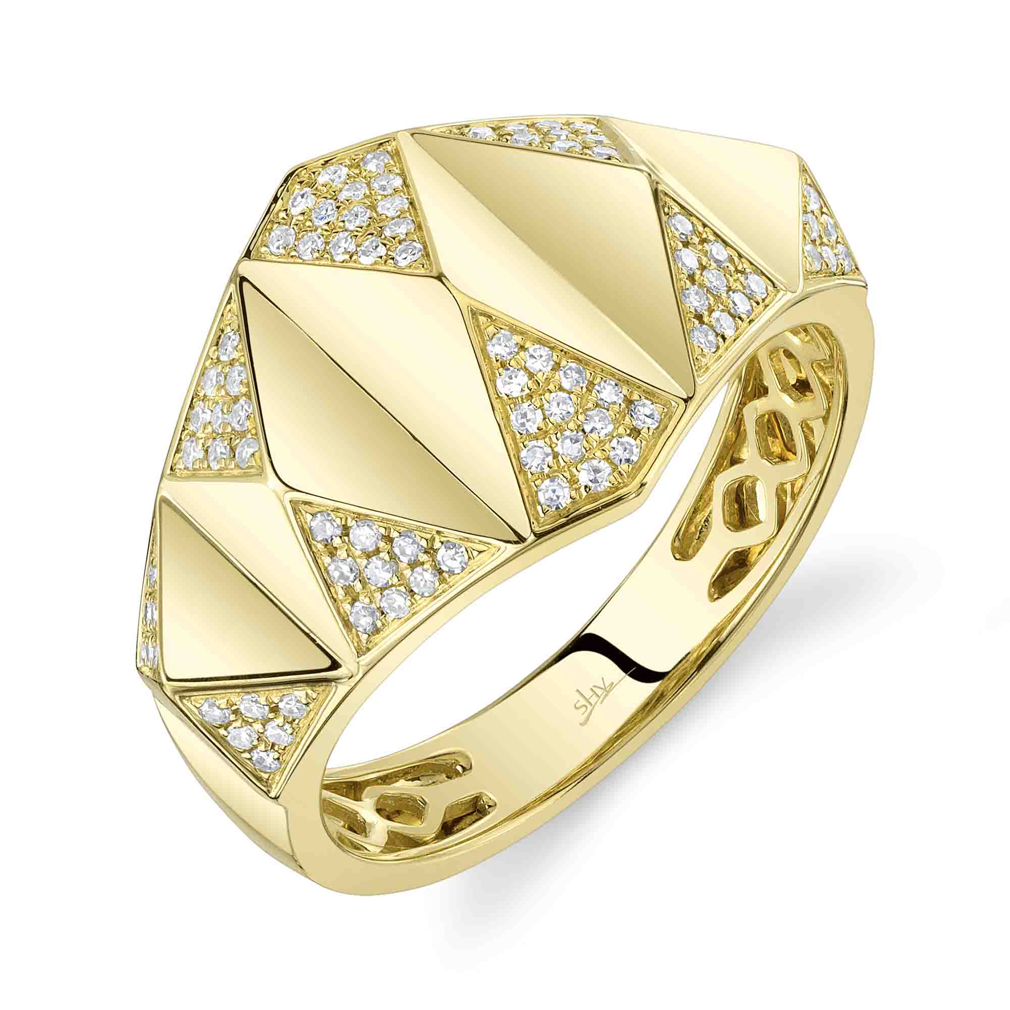 0.20CT 14K Y/G DIAMOND PYRAMID GEO CUT RING