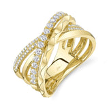 0.48CT 14K Y/G DIAMOND BRIDGE GEO CUT RING