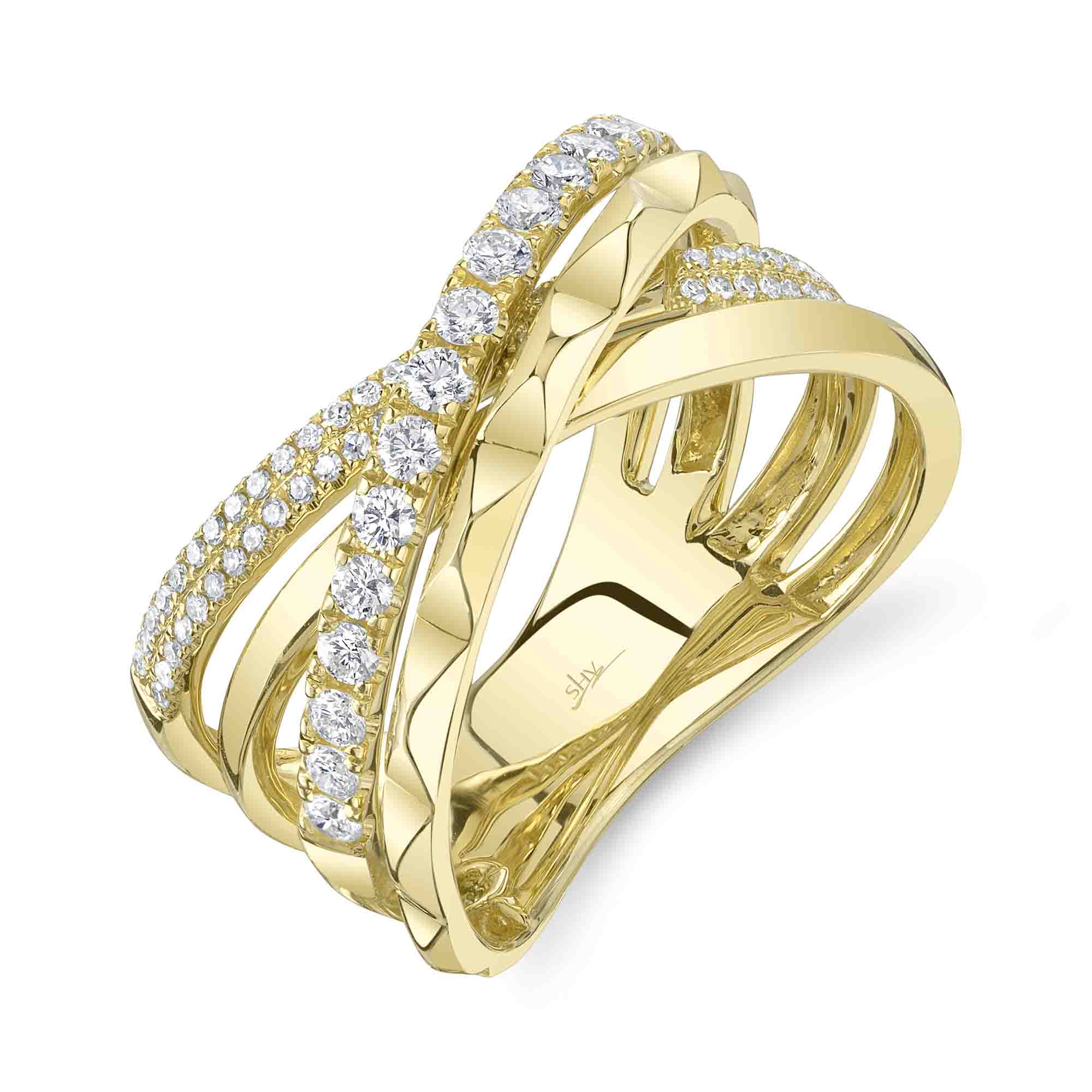 0.48CT 14K Y/G DIAMOND BRIDGE GEO CUT RING