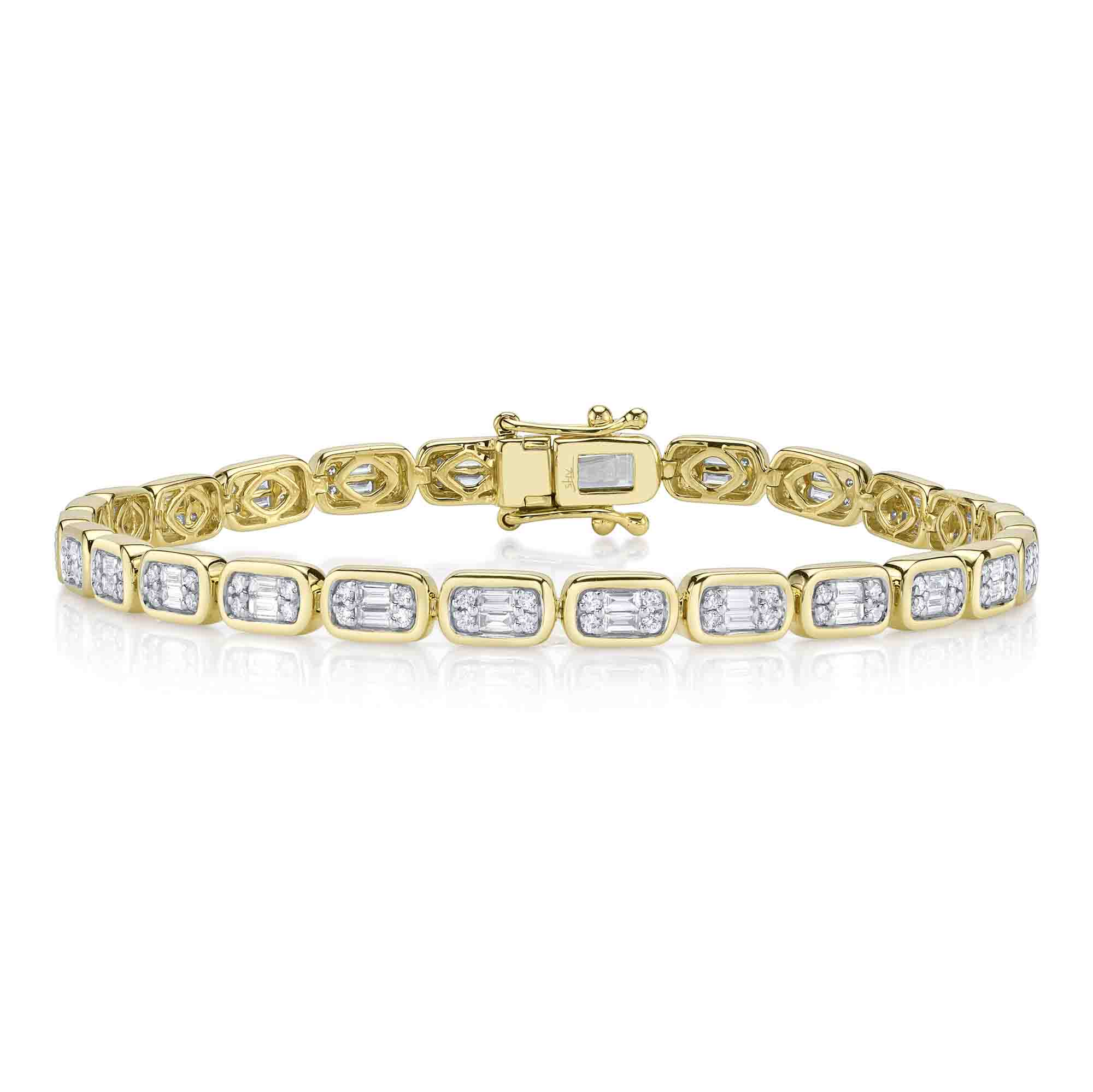 1.53CT 14K Y/G DIAMOND BAGUETTE TENNIS BRACELET