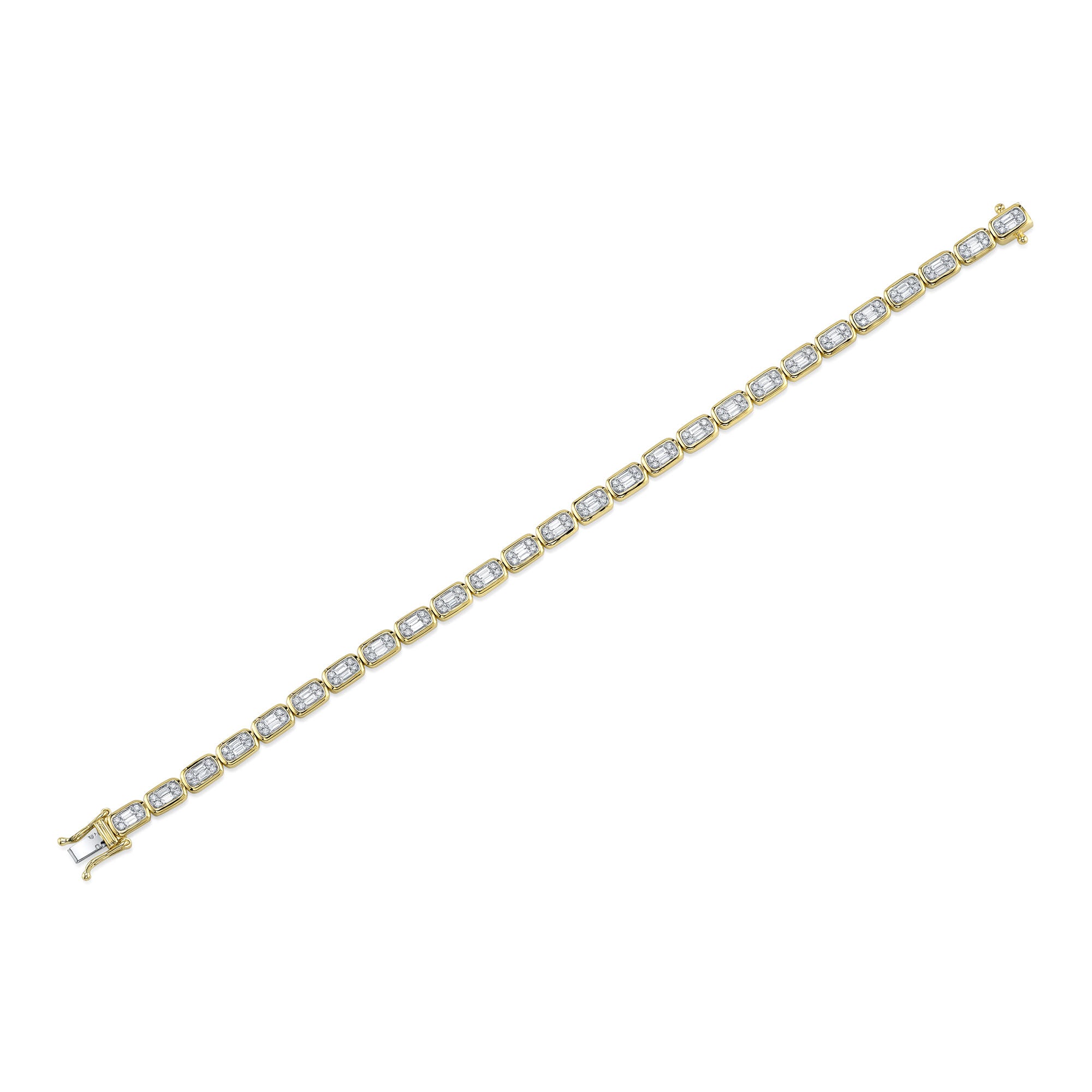 1.53CT 14K Y/G DIAMOND BAGUETTE TENNIS BRACELET