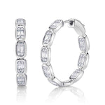 0.90CT 14K W/G DIAMOND BAGUETTE HOOP EARRING