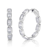 0.90CT 14K W/G DIAMOND BAGUETTE HOOP EARRING
