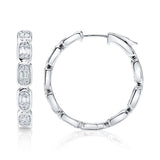 0.90CT 14K W/G DIAMOND BAGUETTE HOOP EARRING