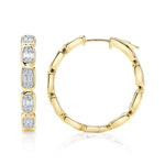 0.90CT 14K Y/G DIAMOND BAGUETTE HOOP EARRING