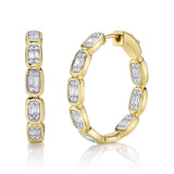 0.90CT 14K Y/G DIAMOND BAGUETTE HOOP EARRING